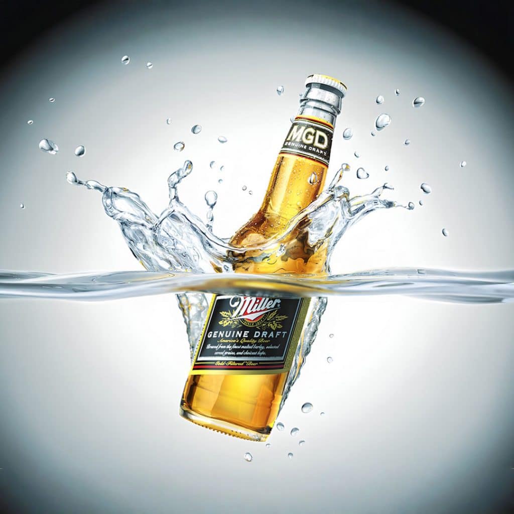 CGI Beer Splash Art Dynamic Beverage Simulation Miller Genuine Draft
