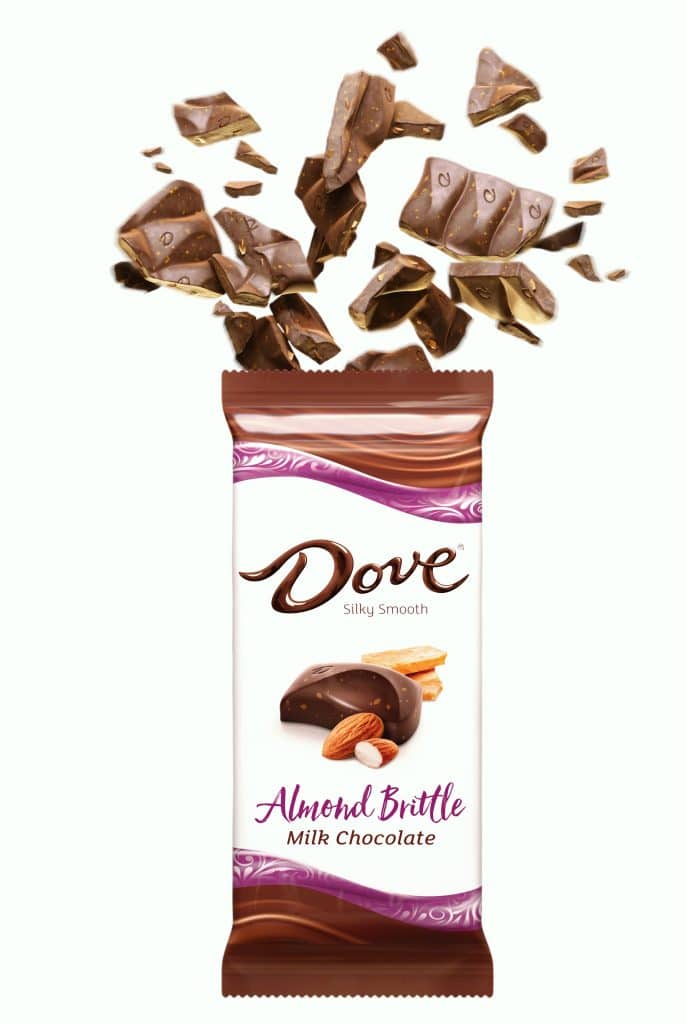 CGI Renders Milk Chocolate Almond Brittle Dove 3D Food Illustration