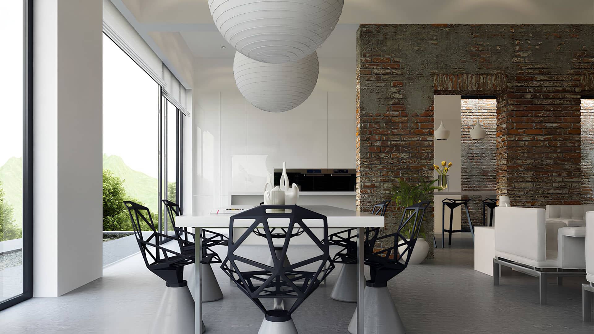 Modern CGI Kitchen and Dining with Industrial Style