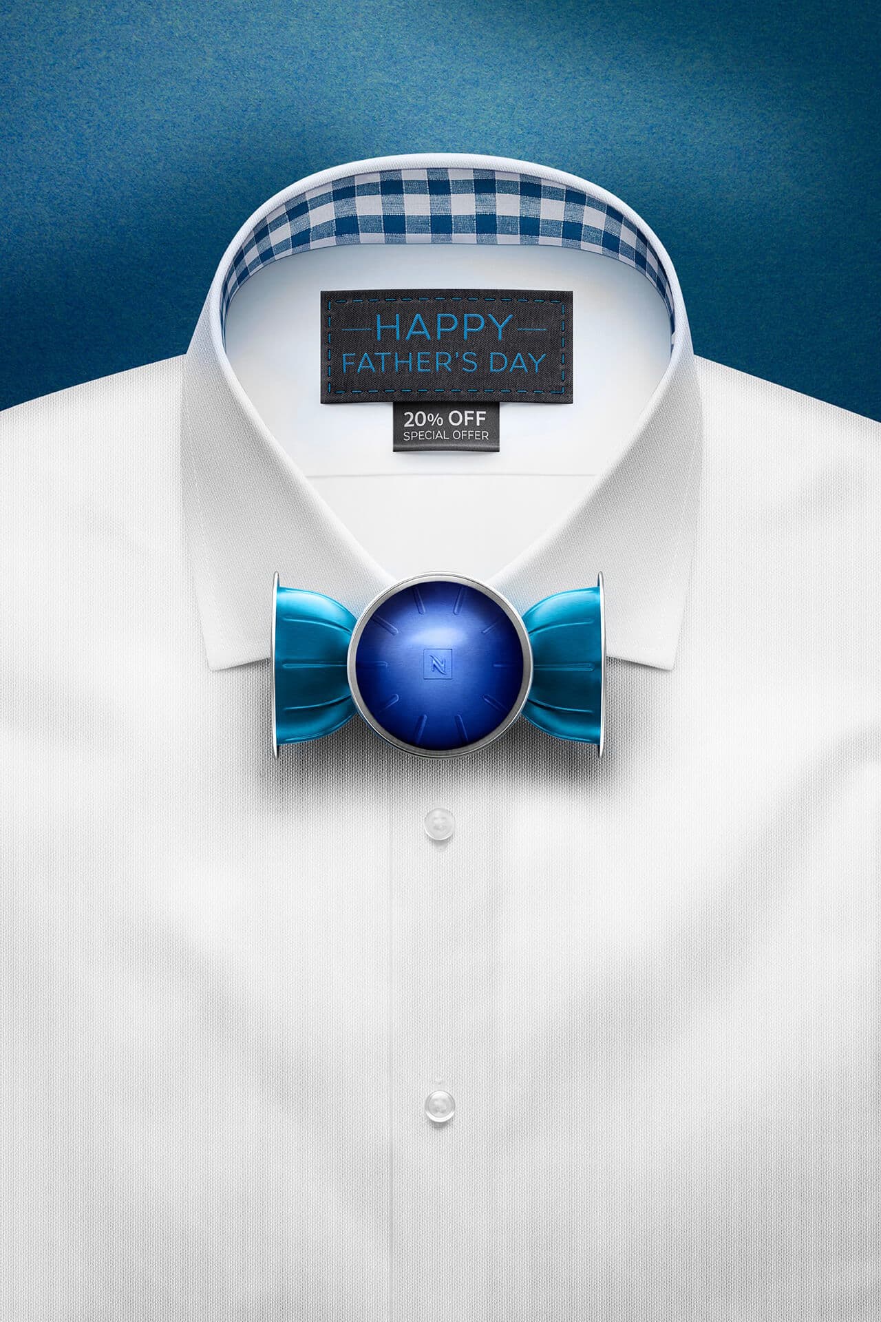 Nespresso Blue Bow Tie Father’s Day CGI Visual