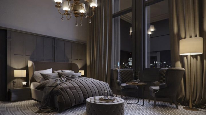 CGI Visual Contemporary Bedroom Night 3D Image