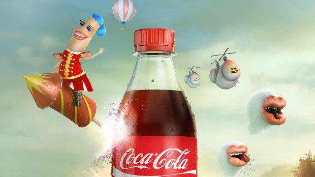 Coca‑Cola Norway CGI Bottle Visual Whimsical 3D Ad Render
