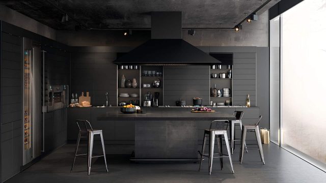 Contemporary Monochrome Kitchen CGI Visualisation