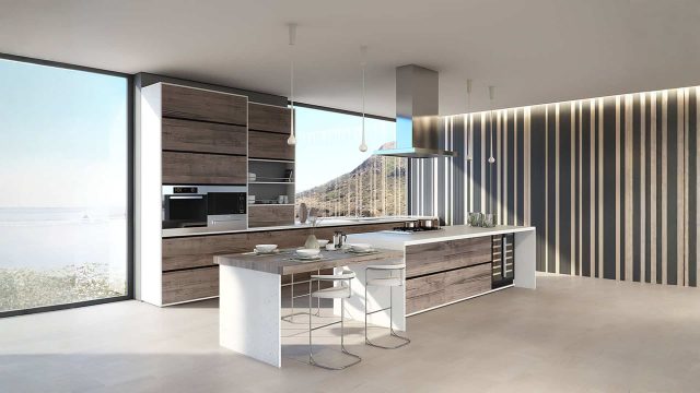 Modern Luxury CGI Kitchen Blending Nature & Design