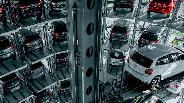 VW Autostadt Car Tower Retouching Image